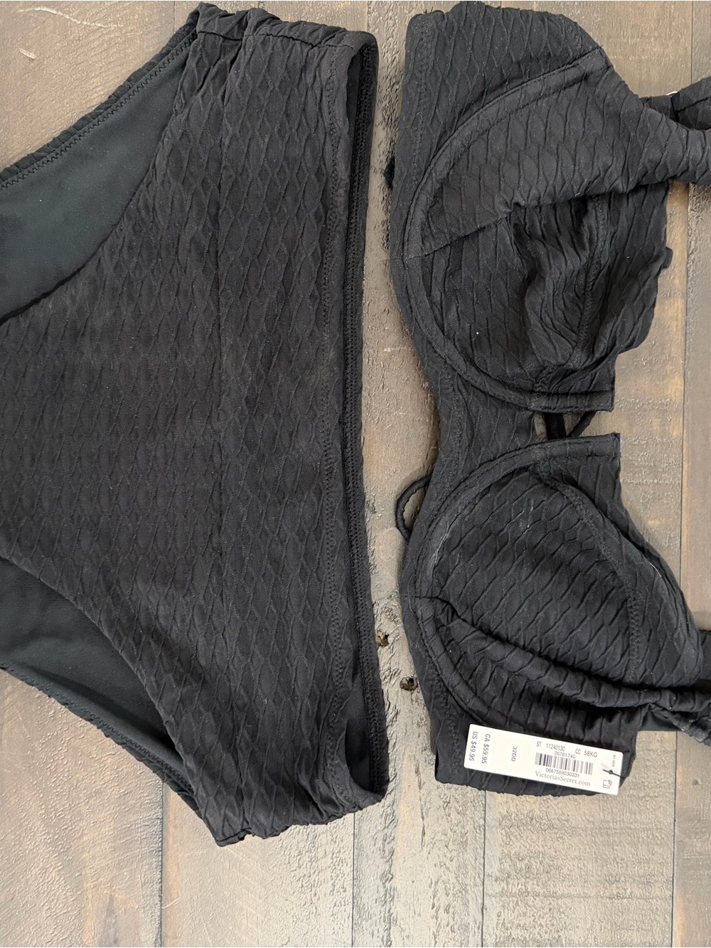 Victoria's Secret Black Textured Bikini Set